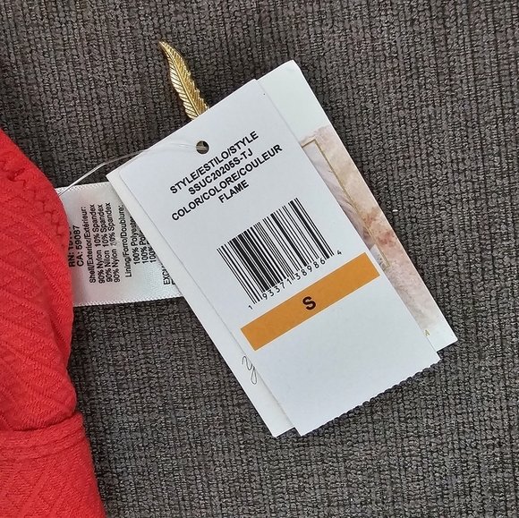 Nwt Jessica Simpson Scalloped Edge Red Bikini Top Sz Small - Picture 8 of 11